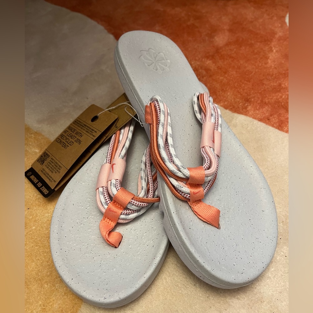 Nike Women's Sandals - Light Gray and Coral